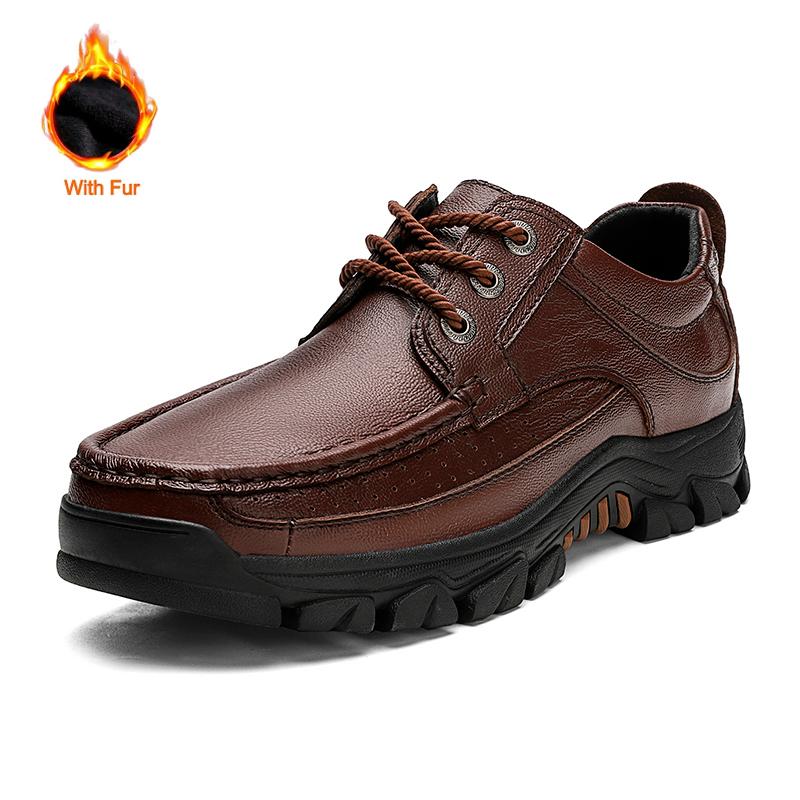 Fashion Genuine Leather Casual Shoes Fashion Non-slip Comfort Outdoor Hiking Shoes Handmade Classic Men Walking Shoes Plus Size 38-48