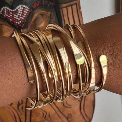 Retro Boho Adjustable Stackable Bracelets, Golden Cuff Bracelets for Women Men Daily Party Holiday Jewelry Gift