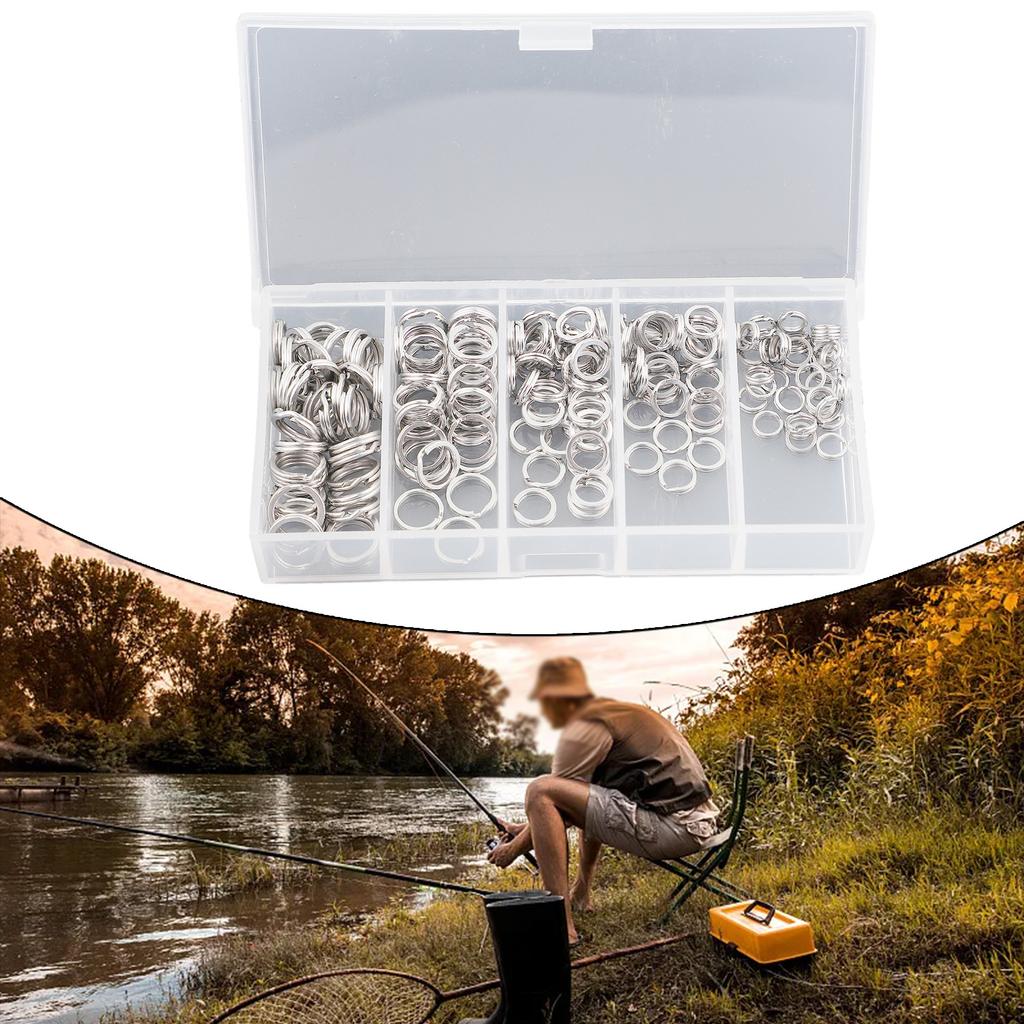 Stainless Steel Split Rings Fishing Double Loop Connectors Tackle Silver Swivel