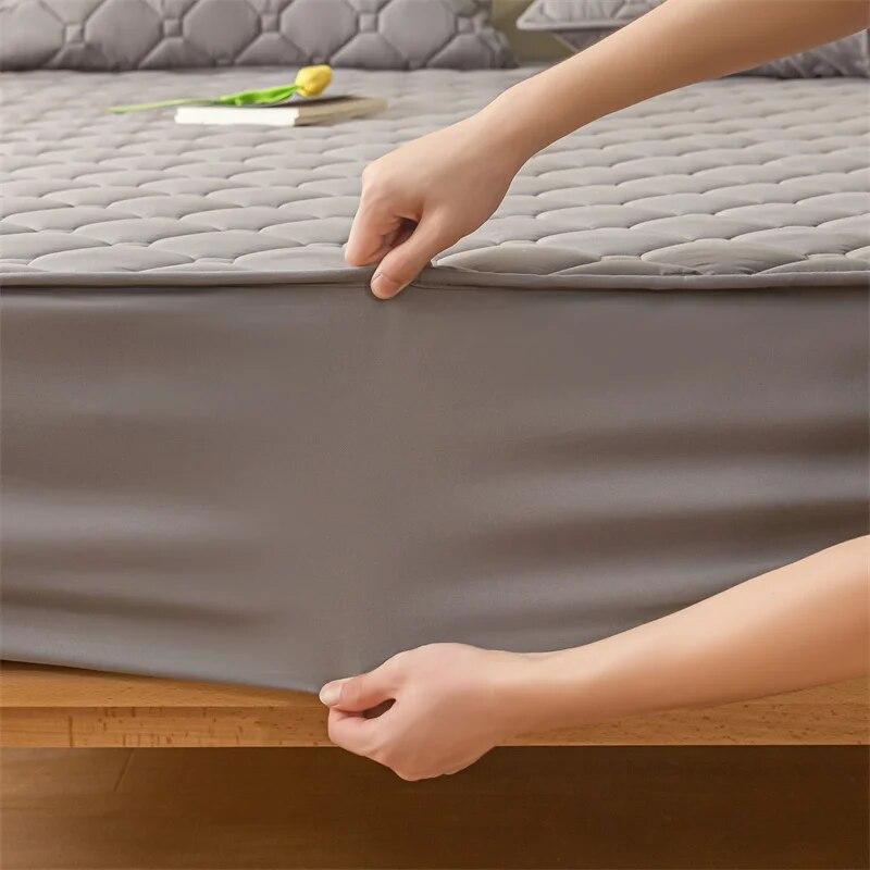 Soy Cotton Bedding Thick Quilted Mattress Cover Elastic Fitted Mattress Protector Bed Linens Soft Pad for Bed Without Pillowcase