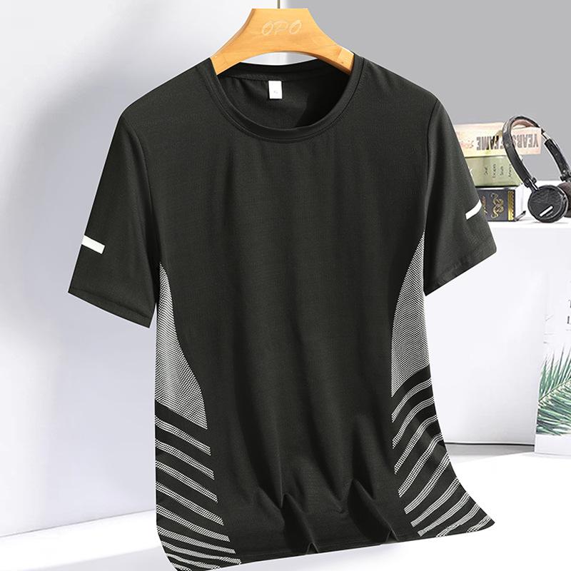 

Футболка с коротким рукавом Ice Silk, мужская, тонкая, свободная, повседневная, мужская, спортивная, фитнес, дышащая, быстросохнущая футболка для мужчин XL чёрный