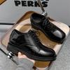 Suit Leather Shoes Men's Summer British Style Business Dress Student Height Increase Casual Soft Sole Waterproof Black Big Head Shoes