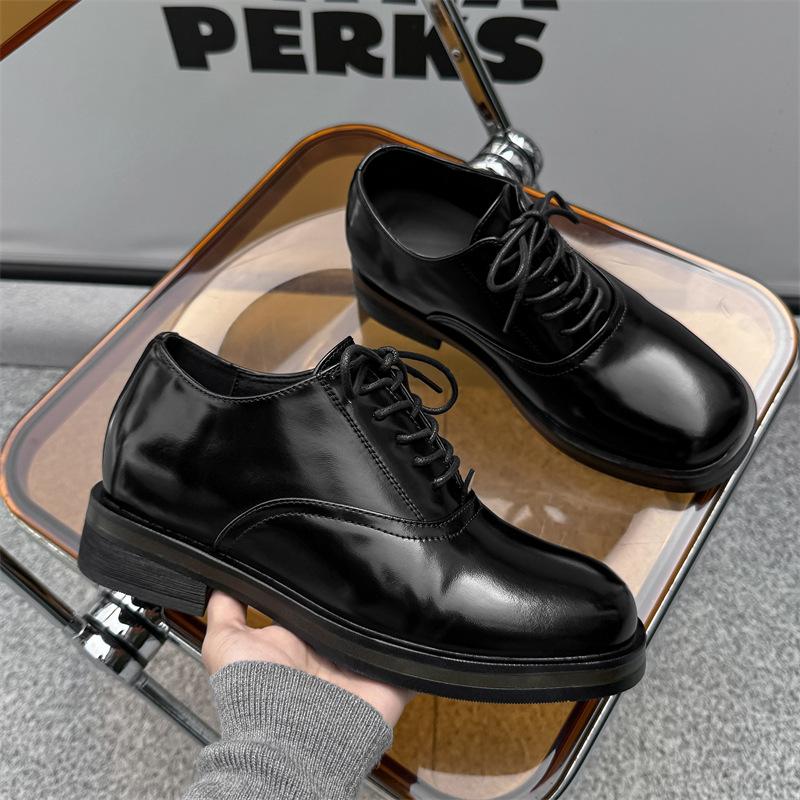 2025 Spring Large Size Men's Leather Shoes Business Dress Leather Shoes Glossy Casual Men's Leather Shoes Youth Versatile G004