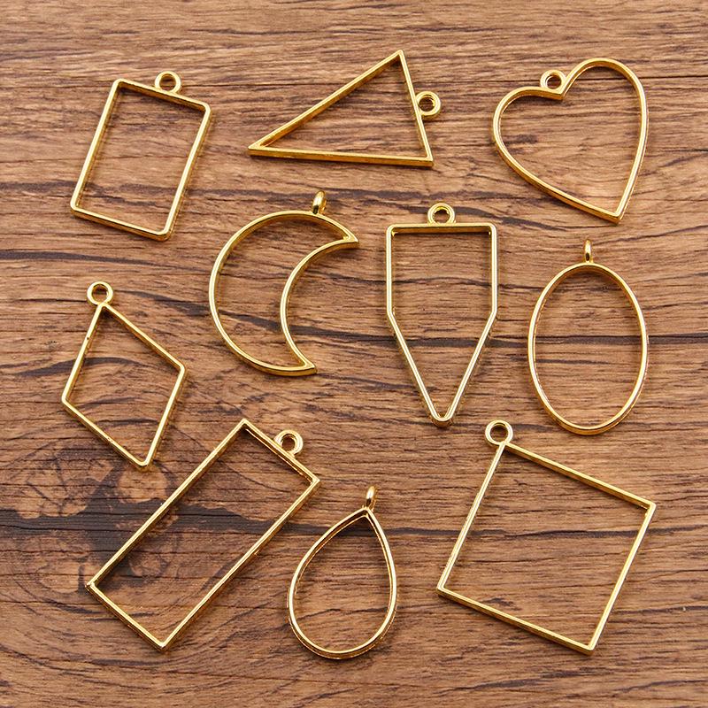 3-Color DIY Alloy Jewelry Geometric Epoxy Resin Mold Frames