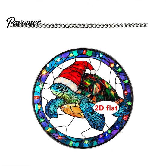 Seasonal Hanging Decor Christmas Wreath Acrylic Ornament, 2D Flat Stained Glass Style Transparent Decoration, Double-sided Decorative Pendant