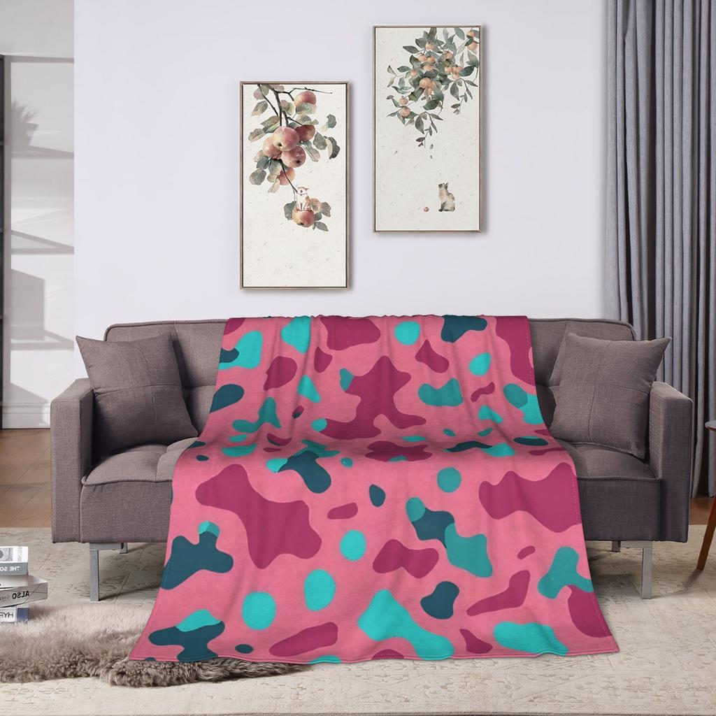 Puzzle Camouflage Pattern Flannel Blanket Winter Warm Soft Throw Blanket Kids Adult Outdoor Aesthetic Bedspread Sofa Bed Cover