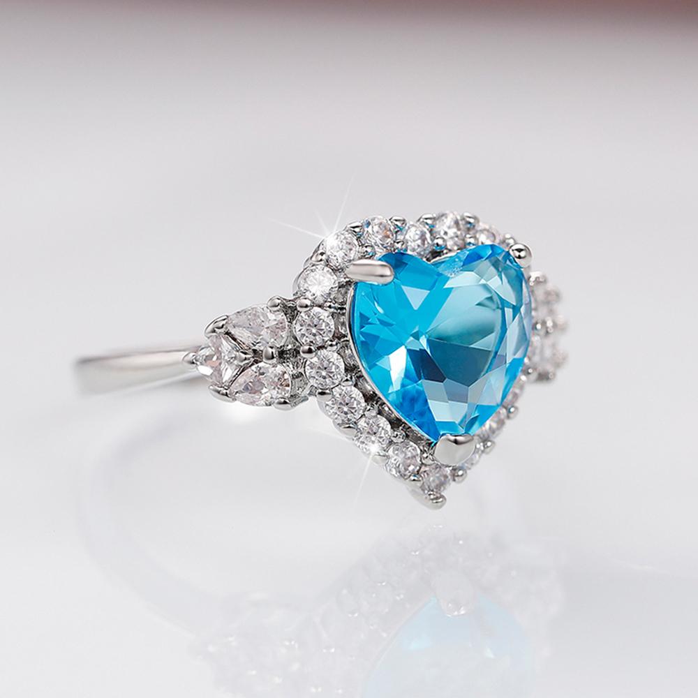 New Bright Colored Love Cubic Zirconia Rings for Women Romantic Bridal Wedding Ceremony Party Accessories Gift Trendy Jewelry