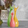 Home Décor Lucky Deer Family Set | Piano Finish Ceramic Figures - (Set of 3 Yellow, Pink, Parrot Color)