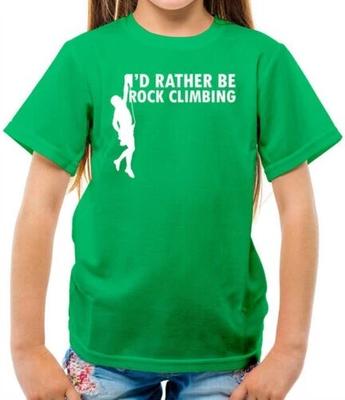 I'd Rather Be Rock Climbing Kids T-Shirt - Indoor - Climber - Climb - Mountain