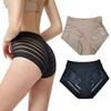 Nahtlose Hohlstreifen-Kontroll-Slips für Damen mit hoher Taille, Eisseide, Po-Lifter-Höschen, Plus-Size-Shapewear