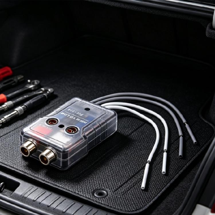 Vehicle Head Unit Signal Converter with Left and Right Output Ports Speaker Level to Low Level Adapter 12V Unit for Aftermarket Sound Projects