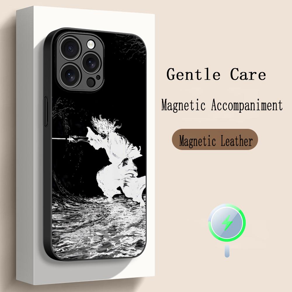 Fantasma cool japanische Samurai-Malerei Handyhülle Für iPhone 17 16 15 14 13 12 Plus Pro Max High-End Luxus Magsafe Schaffell