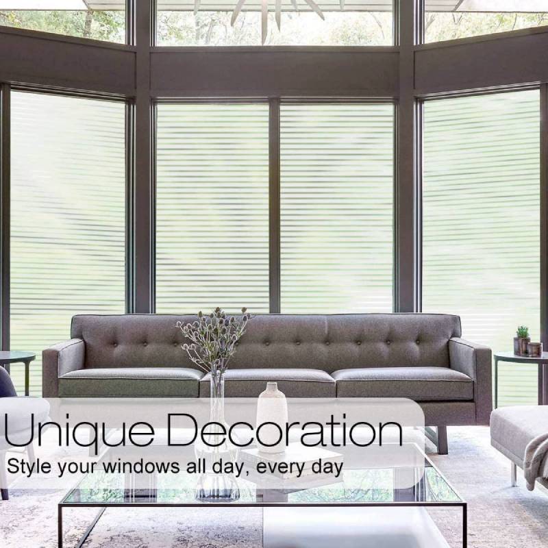 Modern Privacy Film With Striped Frosted Design For Bathroom Privacy And Easy Removal