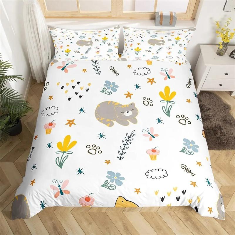 Animal Hedgehog Bedding Set Queen King Size Cute Animals Comforter Duvet Covers and Pillowcase for Adults Kids Quilt Cover