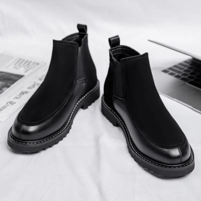Genuine Leather Men's Boots Winter British Style Mens Chelsea Boots Comfortable Wear-resistant Warm Male Boots Botas Para Hombre
