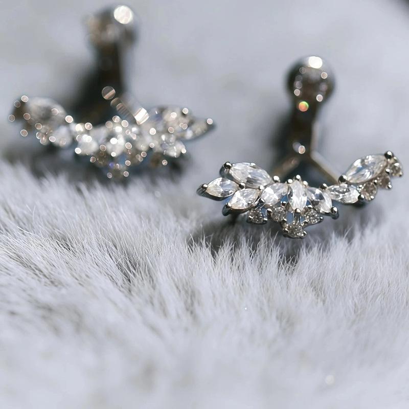 925 Sterling Silver CZ Wing Earrings, Gold Plated Sparkling Zircon Ear Crawler Studs for Women, Hypoallergenic Fine Jewelry