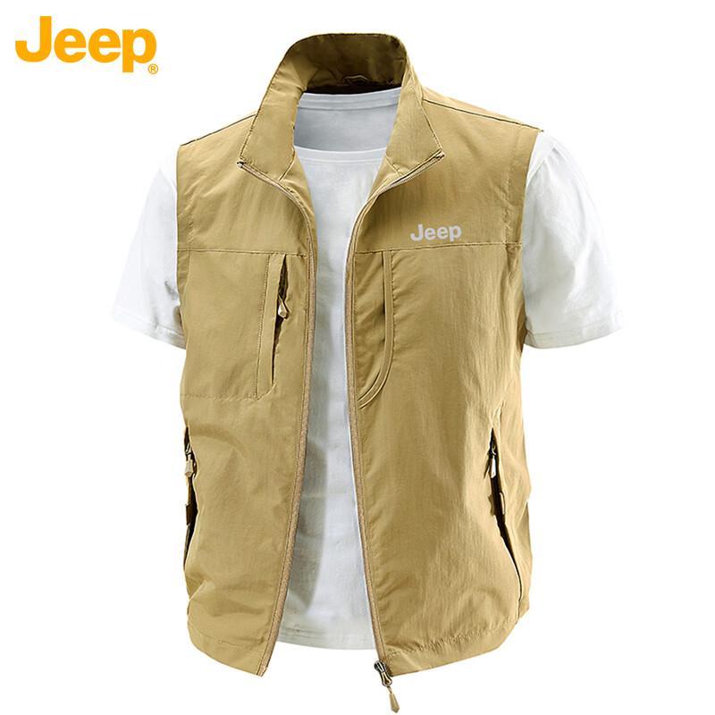 Jeep Men's Casual Stand Collar Vest Jacket