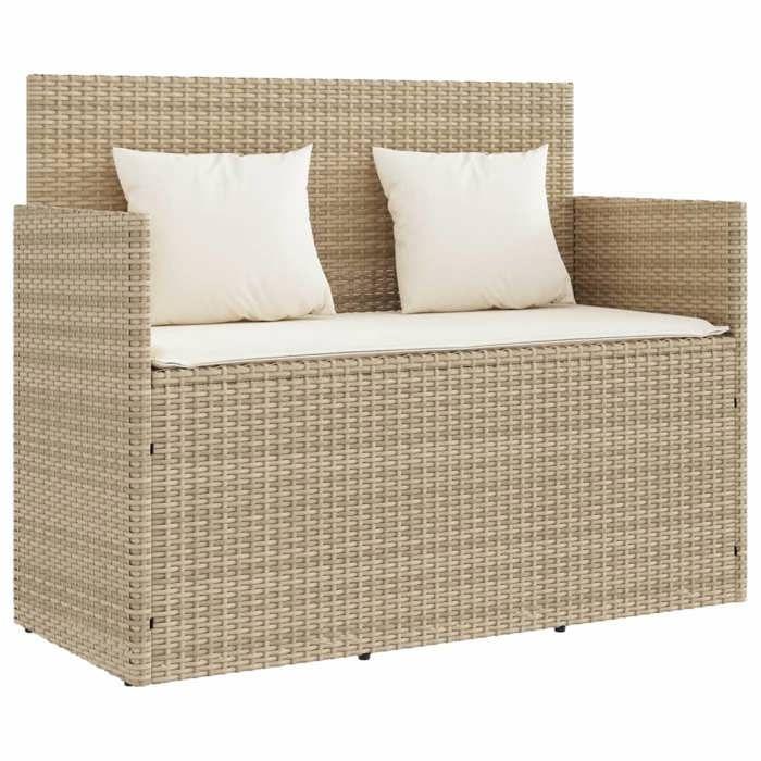 VidaXL Banc de Jardin avec Coussins, Siège de Patio, Chaise de Terrasse, Meuble de Parc Arrière-cour Balcon Extérieur, Beige 365764