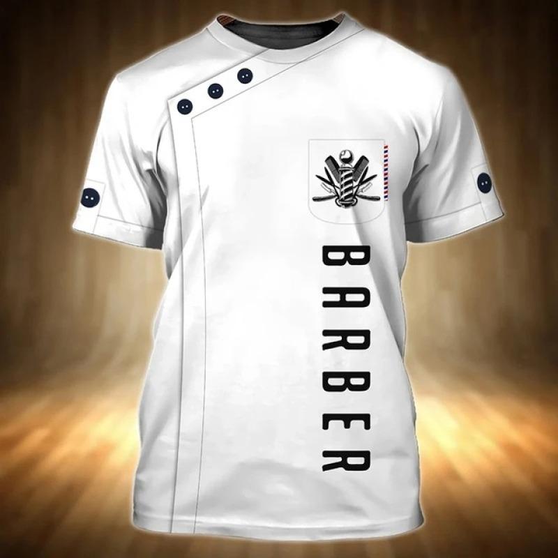 Tricou bărbătesc pentru bărbați tunsoare cu instrumente imprimeu Vară pentru bărbați cu mâneci scurte la modă Top decolteu oversize Îmbrăcăminte pentru bărbați Bluză Camisa