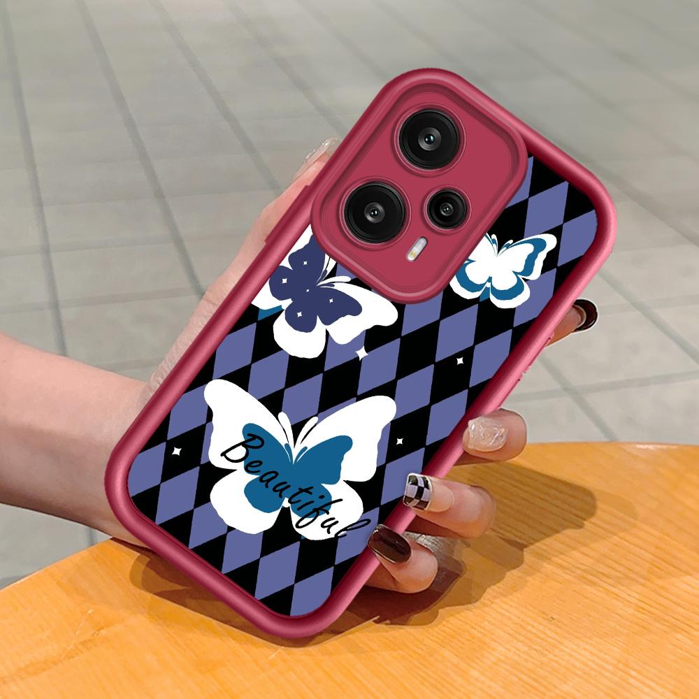 

Мягкий силиконовый квадратный чехол с рисунком лестницы для телефона, полное покрытие, противоударный защитный резиновый чехол для камеры для Xiaomi Redmi Redmi Note 12T Pro темно-красного