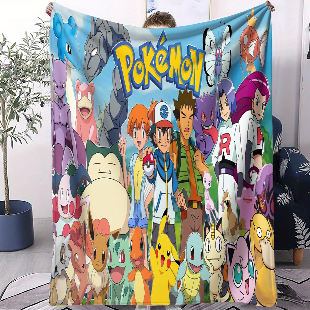 Odolný malý potisk Eevee Pokemon přikrývka na klimatizaci vhodná pro postele pohovky auta kanceláře ventilátor na zdřímnutí dárek všechna roční období