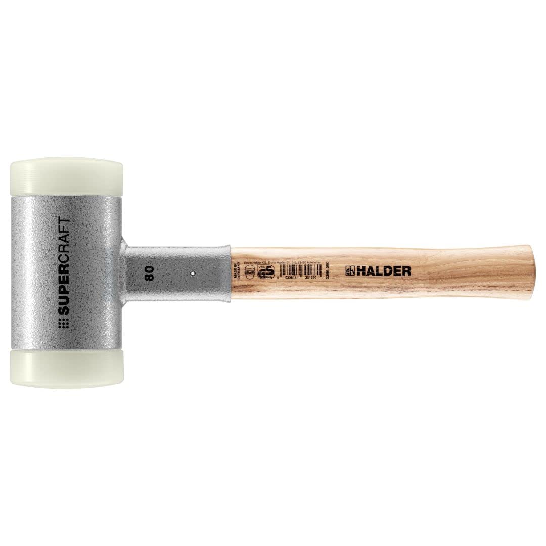 

HALDER Shockless Recoilless Super Craft Hammer Hickory Handle Nylon Diameter 80 (White) 3366.080