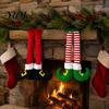 Holiday Hanging Ornaments for Tree Christmas Elf Leg Ornaments, Red Green Striped Fabric Decorations Lightweight Fireplace And Car Interior
