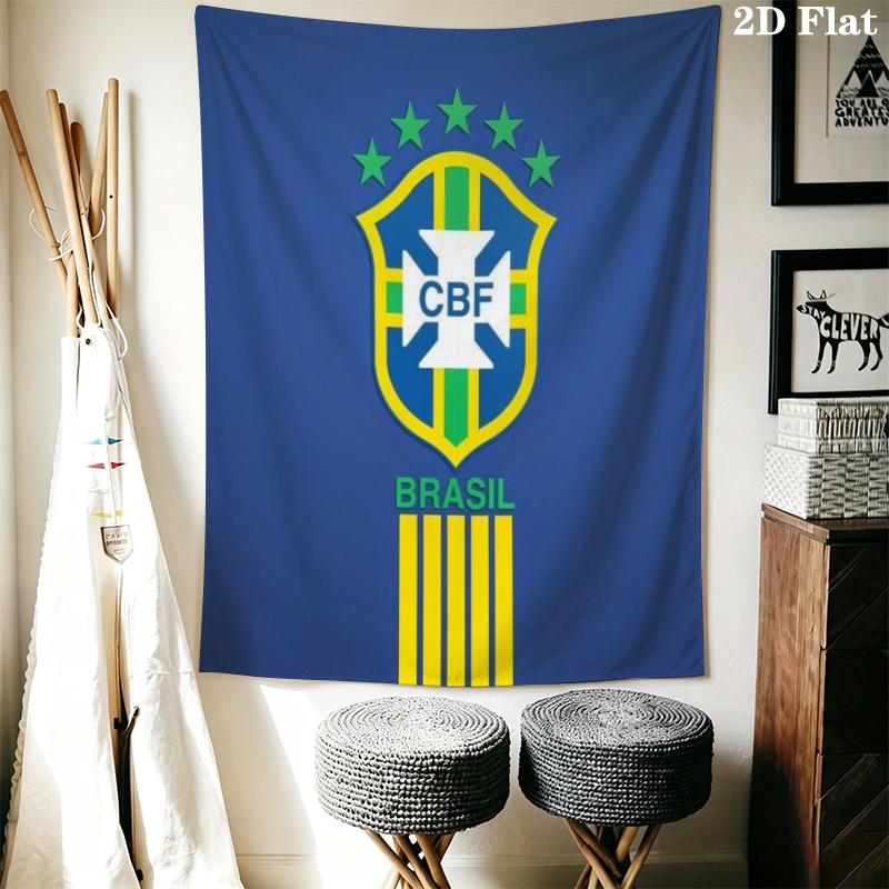 Brazilian Football Wall Tapestry Aesthetic Wall Hanging Printed Fabric Blanket Decorative Tapestries for Bedroom Living Room Home Decor