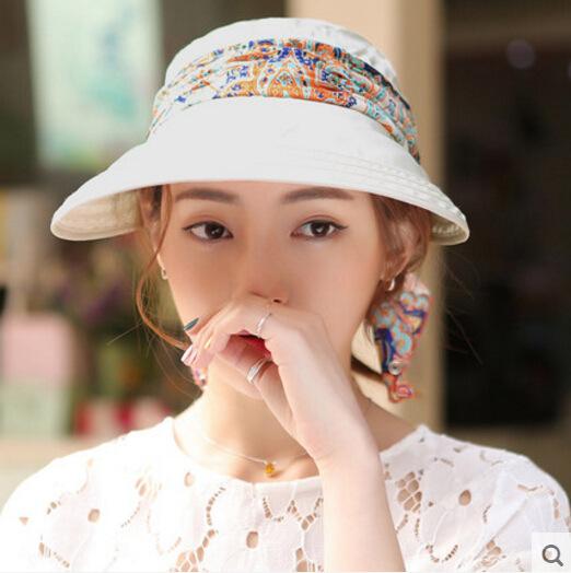 Summer sun hat women's sun hat cycling outdoor folding beach sun hat women's summer big edge face cover summer hat