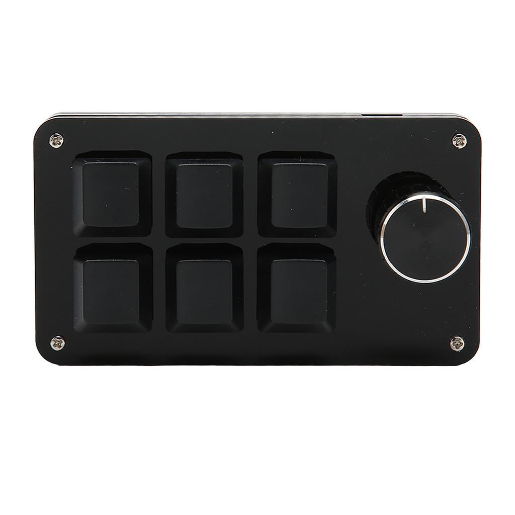 6 Key One Handed Mechanical Keyboard with Knob Wired Plug and Play Programmable Keyboard for Gaming Office Black