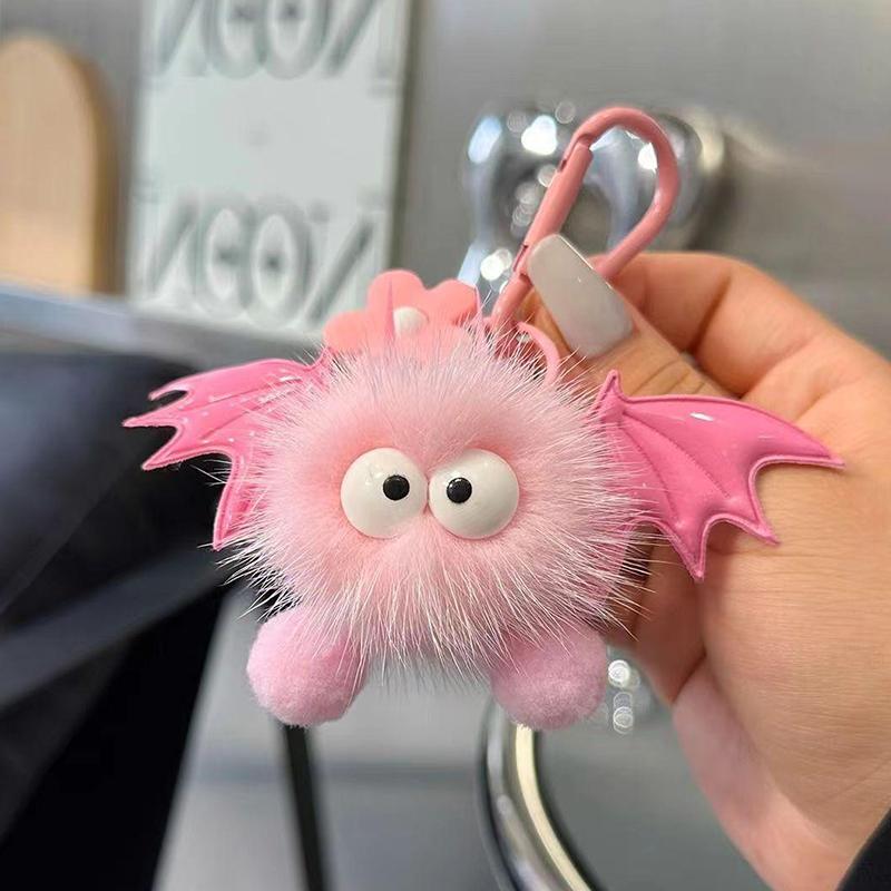 Halloween Faux Mink Fur Little Bat Little Devil Backpack Pendant Plush Keychain