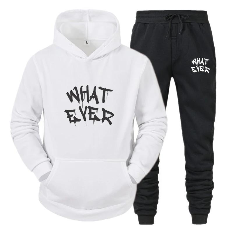 What Ever Jogging Tracksuit Outdoor Women Hooded Two Piece Sets Casual Long Sleeve Pullover Drawstring Pants Suit Racing