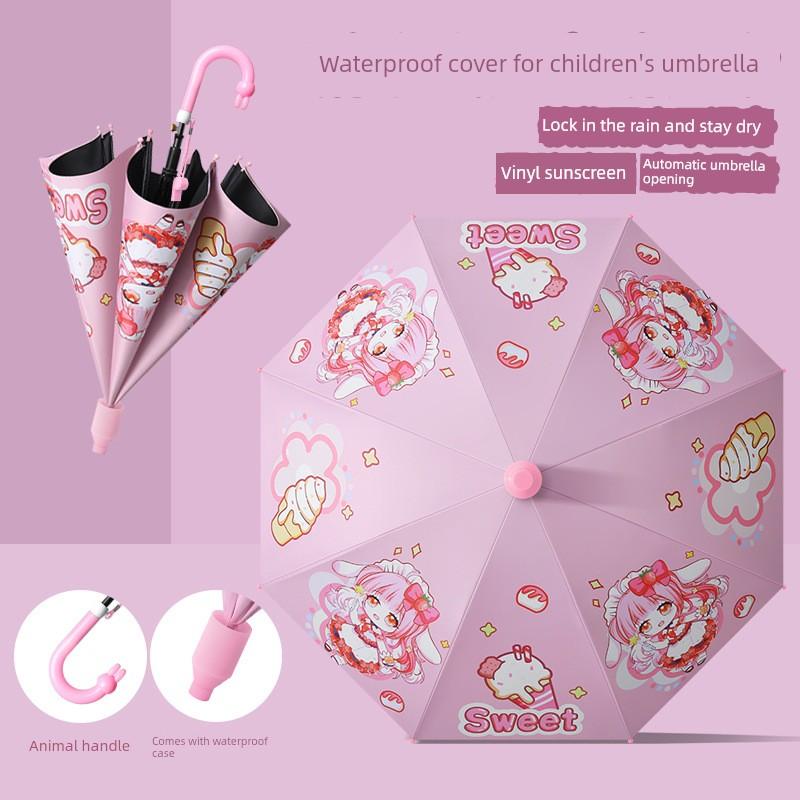 Children's Umbrella, Waterproof Cover for Kindergarten and Primary School Students, Safety Automatic Umbrella, Cute Cartoon for Boys and Girls