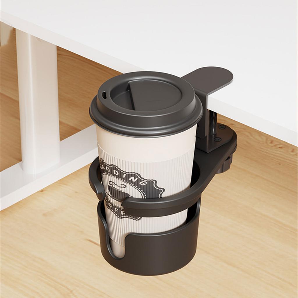 Universally Desk Beverage Holder Nonslip Designs for Secure Cup Placement Adjustable Rotating Table Drink Holder Clamp