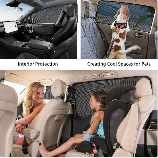 ZATOOTO Car Side Window Sun Shade 4 Pack, Window Shades For Baby Magnetic Mesh Sun Shade Protection From Heat And UV For Sleeping, Camping,