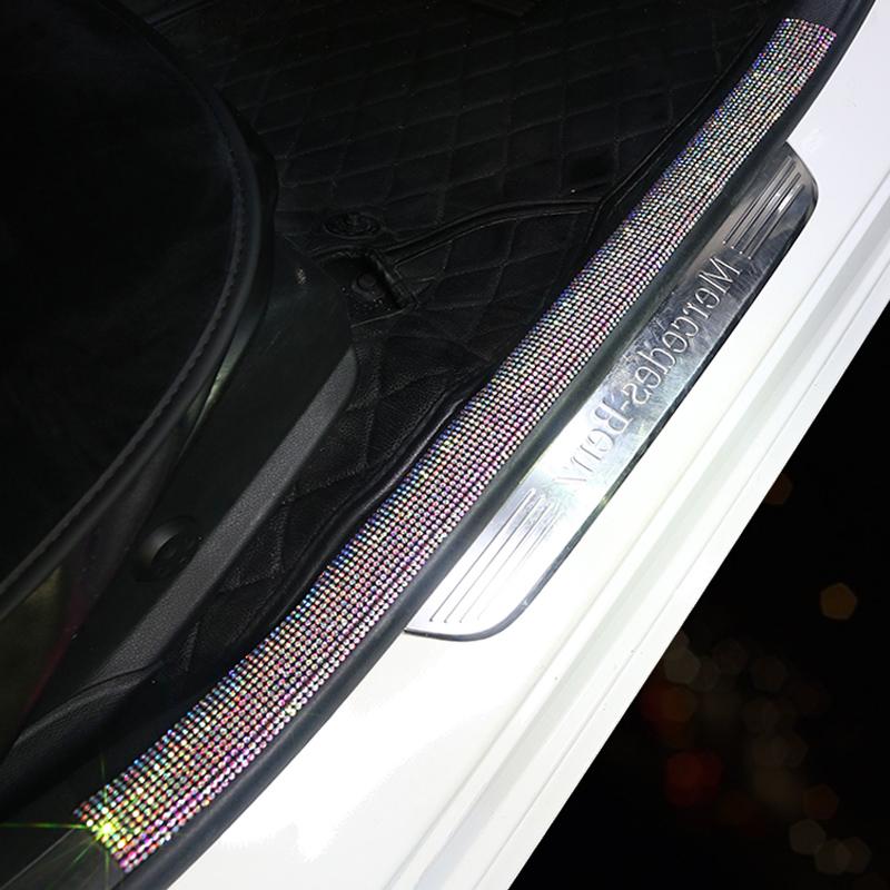 1pc Bling Rhinestone Car Sticker Decoration Auto Multi-function Threshold Protect Stickers Tape Car Protection Scratch-resistant