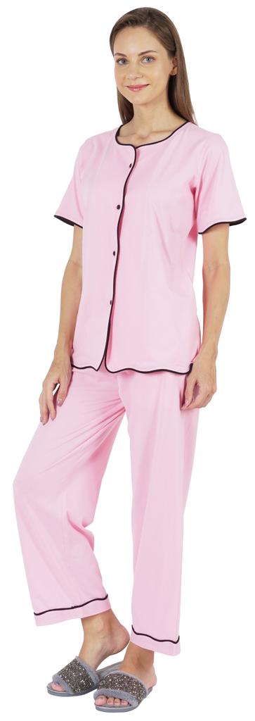 Inkmeso Damen Schlafanzug Set Oberteil Einfarbig Nachtwäsche Pj Loungewear 2-teiliges Set