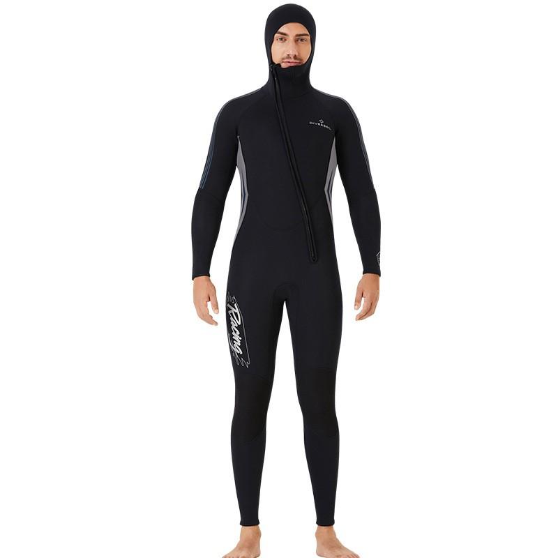 3MM Diving Suit Men's One-piece Hooded Thick Warm Front Zipper Snorkeling Surfing Jellyfish