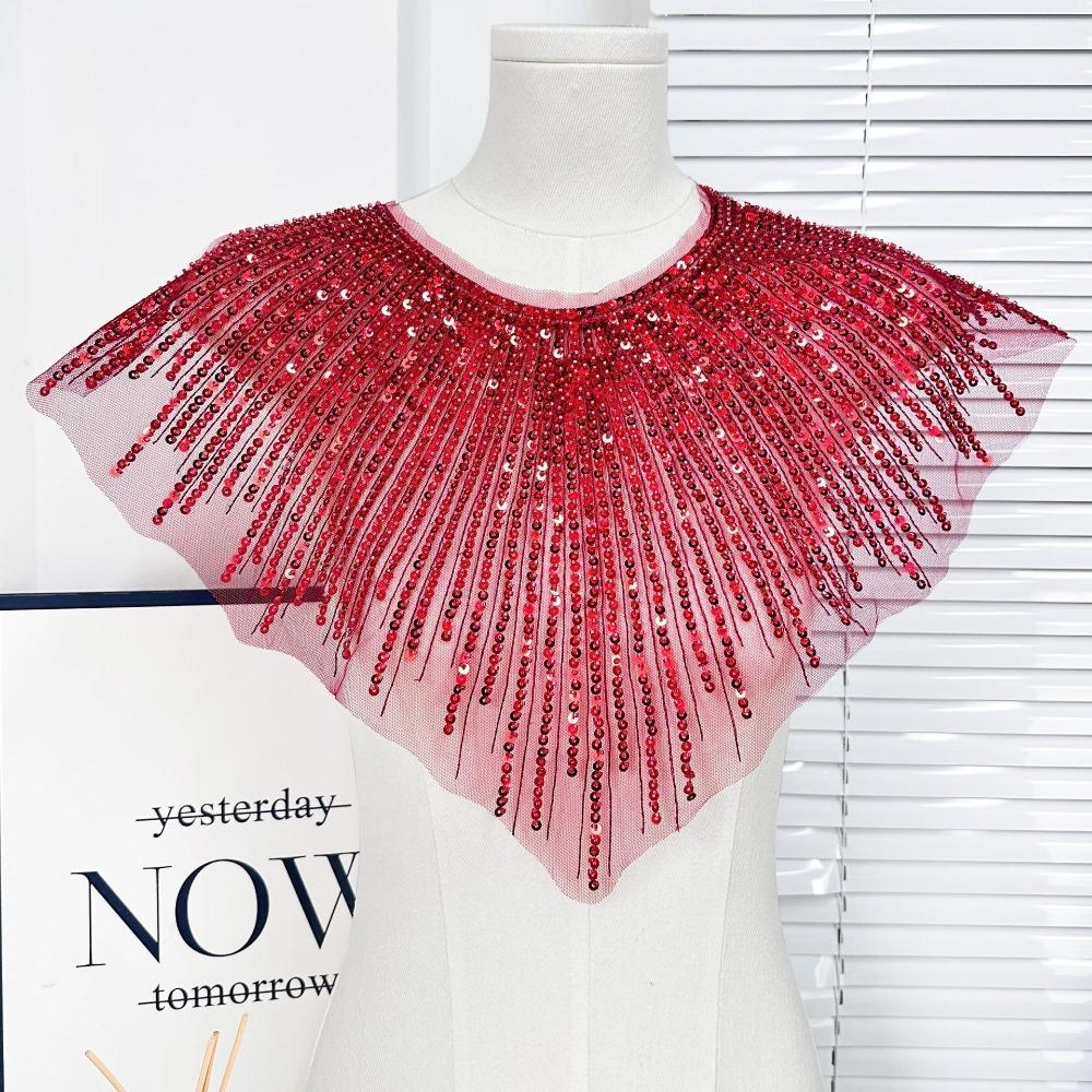 Embroidery Lace Frontal Rhinestone Applique Women's Clothing Apparel Wedding Party Performance