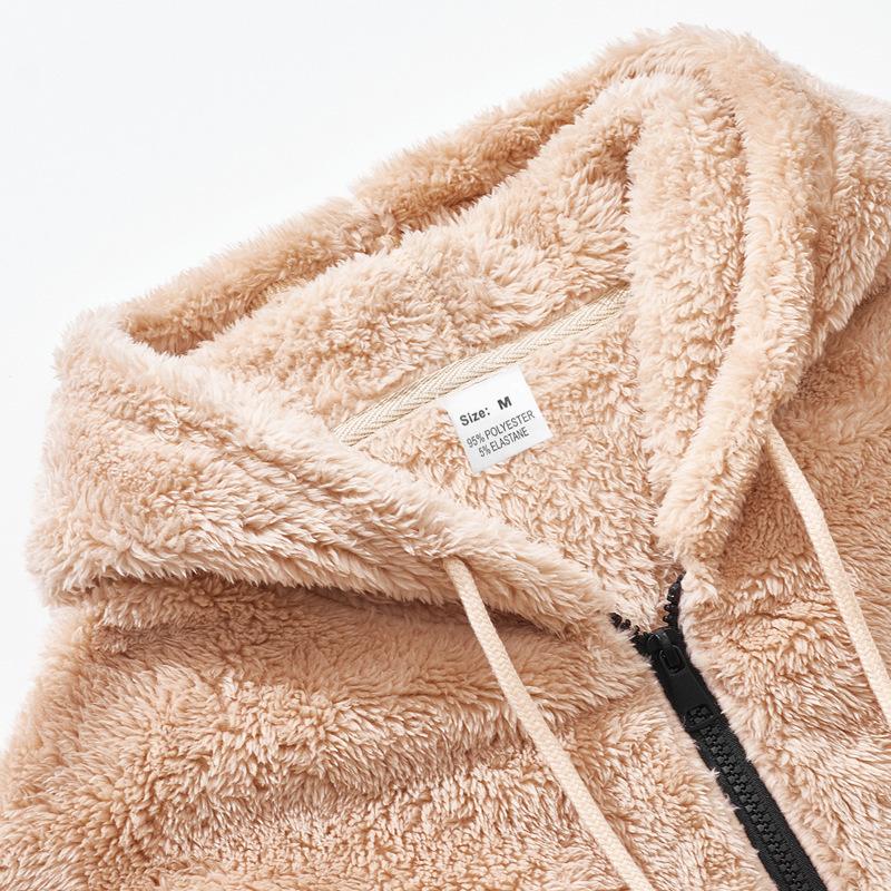 Men Casual Warm Fleece Hooded Zipper Cardigan Sweater Outerwear