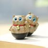 Wood Tumbler Ornaments Wooden Cat Pet Carvings Home Decoration Decompression Toys Birthday Gifts Wood Statue Cat Sculpture Decor
