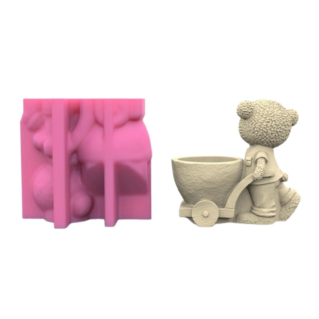 Pulling Bear Flower Pots Mold Epoxy Resin Molds Pen Holder Candle Holder Cement Planter Silicone Mould Home Decorations