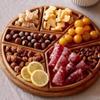 Divided Wood Serving Tray Creative Serving Plat for Dry Fruits & Nuts,Coffee Table or Ottoman Tray with Handles for Living Room