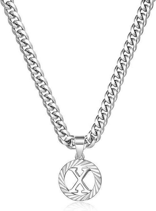 Unisex European & American Silver Letter Clavicle and Cuban Chain - Perfect Holiday Gift