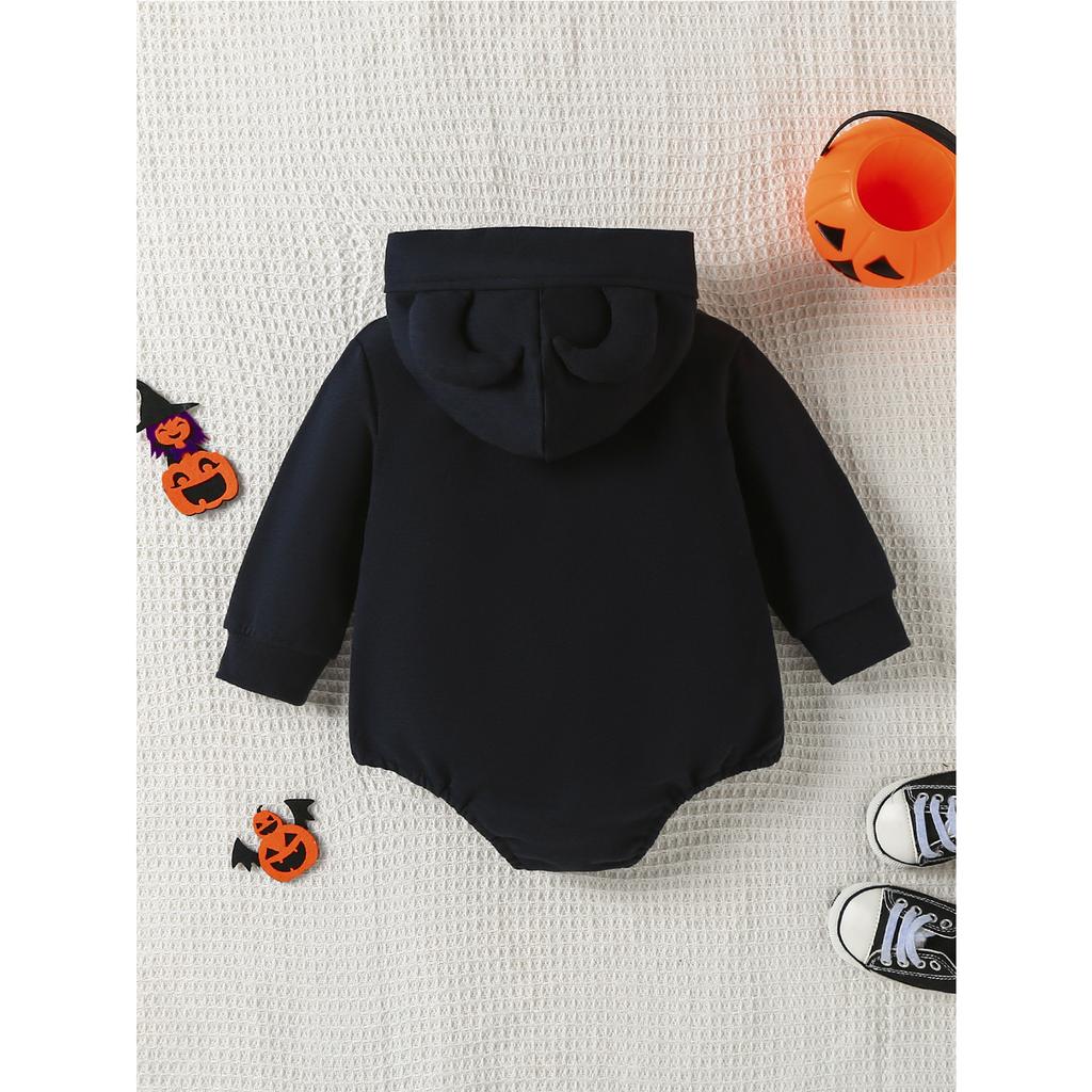Halloween Baby Romper with Hood, Long Sleeve Printed One-Piece for Infants and Toddlers