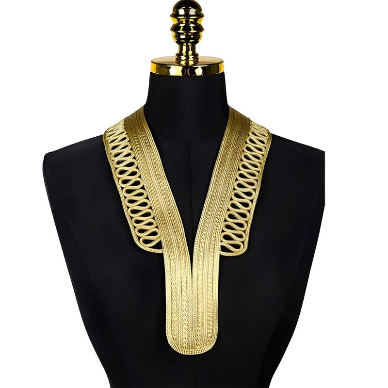 Gold Thread Collar Trim Sewing Applique For Handmade Suits And Dance Costume Clothing Embellishment Sewing Accessories