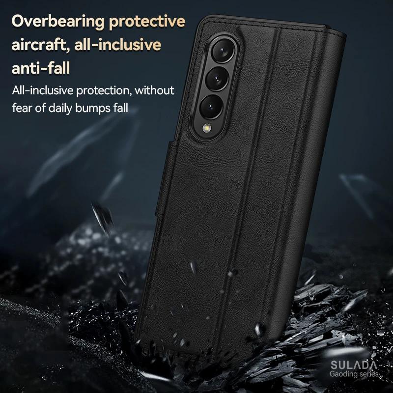 Shockproof Full Cover Leather Case for Samsung Galaxy Z Fold 4 3 Fold4 Fold3 5G Fold5 Fold2 Fold 5 2 Card Pocket Phone Cover