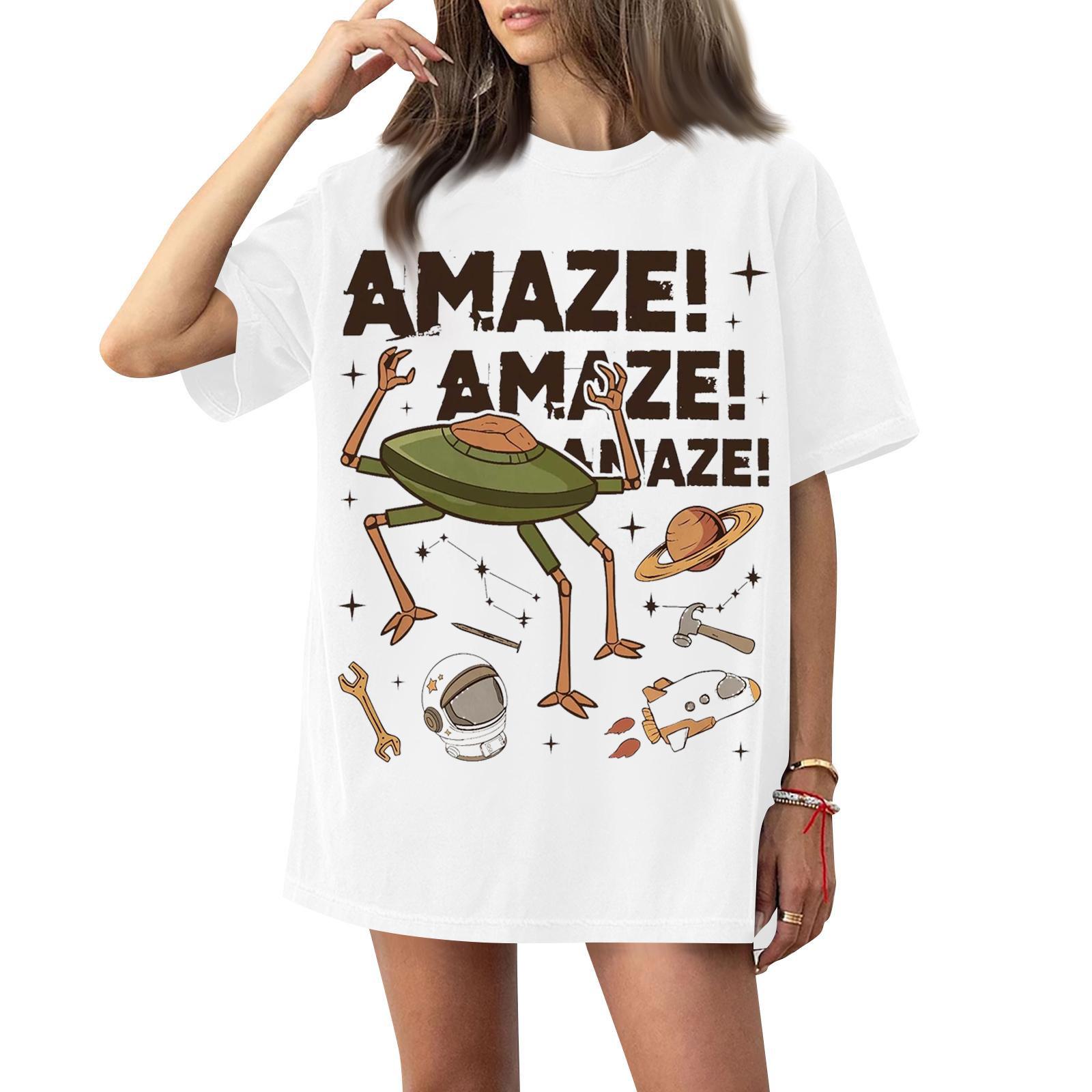 

Women s round-neck casual printed short-sleeved T-shirt top XL білий