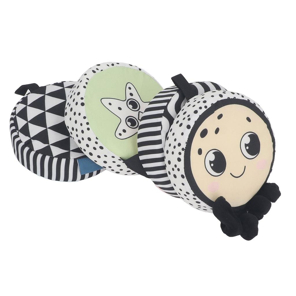 Sammenleggbar Krybbebeskytter Stoffbok Svart og Hvit Høy Kontrast Myk Bok for Baby Pedagogisk