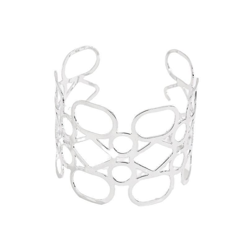 Hollow Bracelet Jewelry Personalized Glossy Alloy Bracelet Advanced Sense Wide Face Geometric Bracelet Women